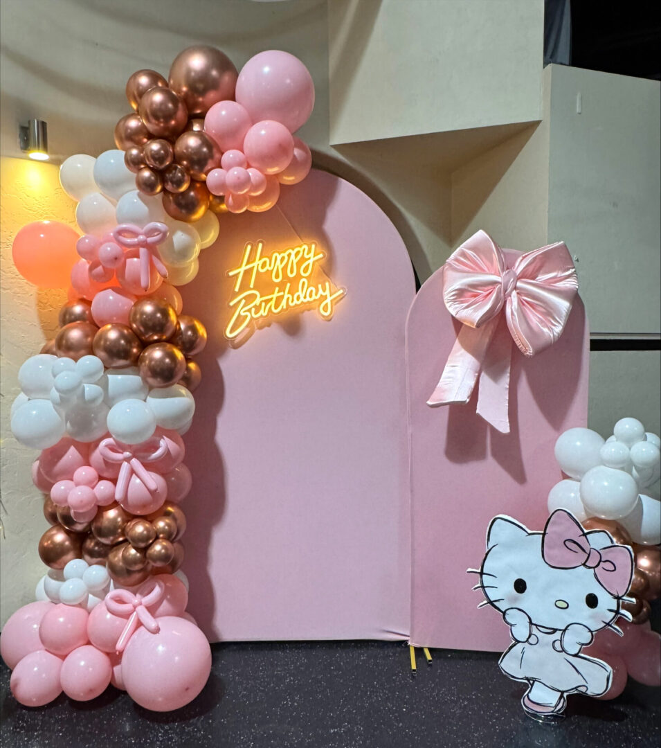 Hello Kitty pink Backdrop for birthday